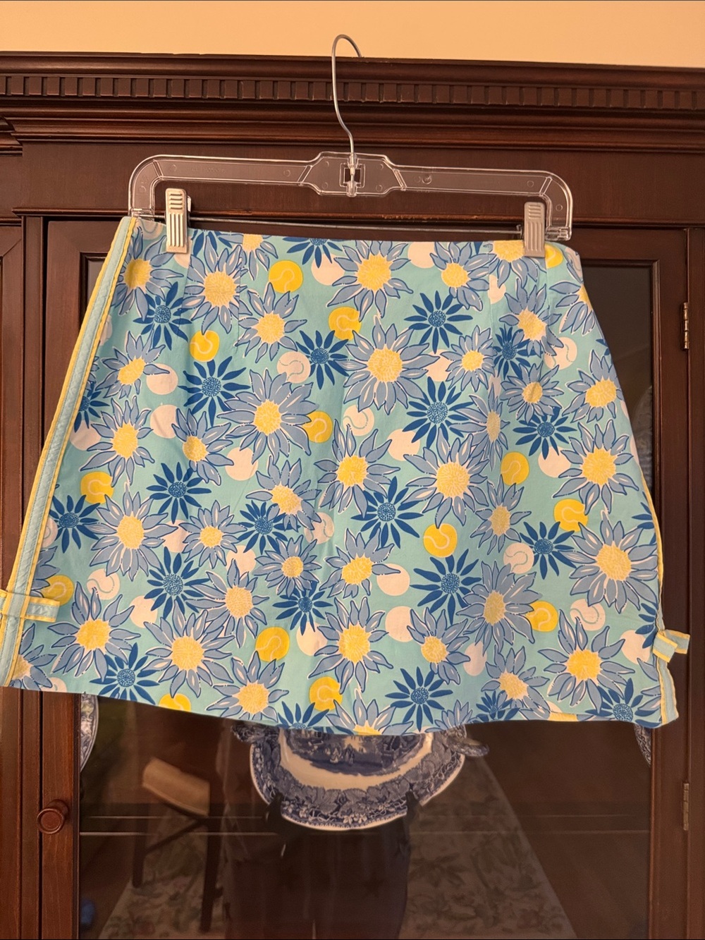 Lilly Pulitzer Blue Floral Mini Skirt with Yellow Accents